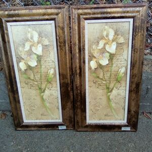 White Iris Flower Floral Framed Wall Art Set